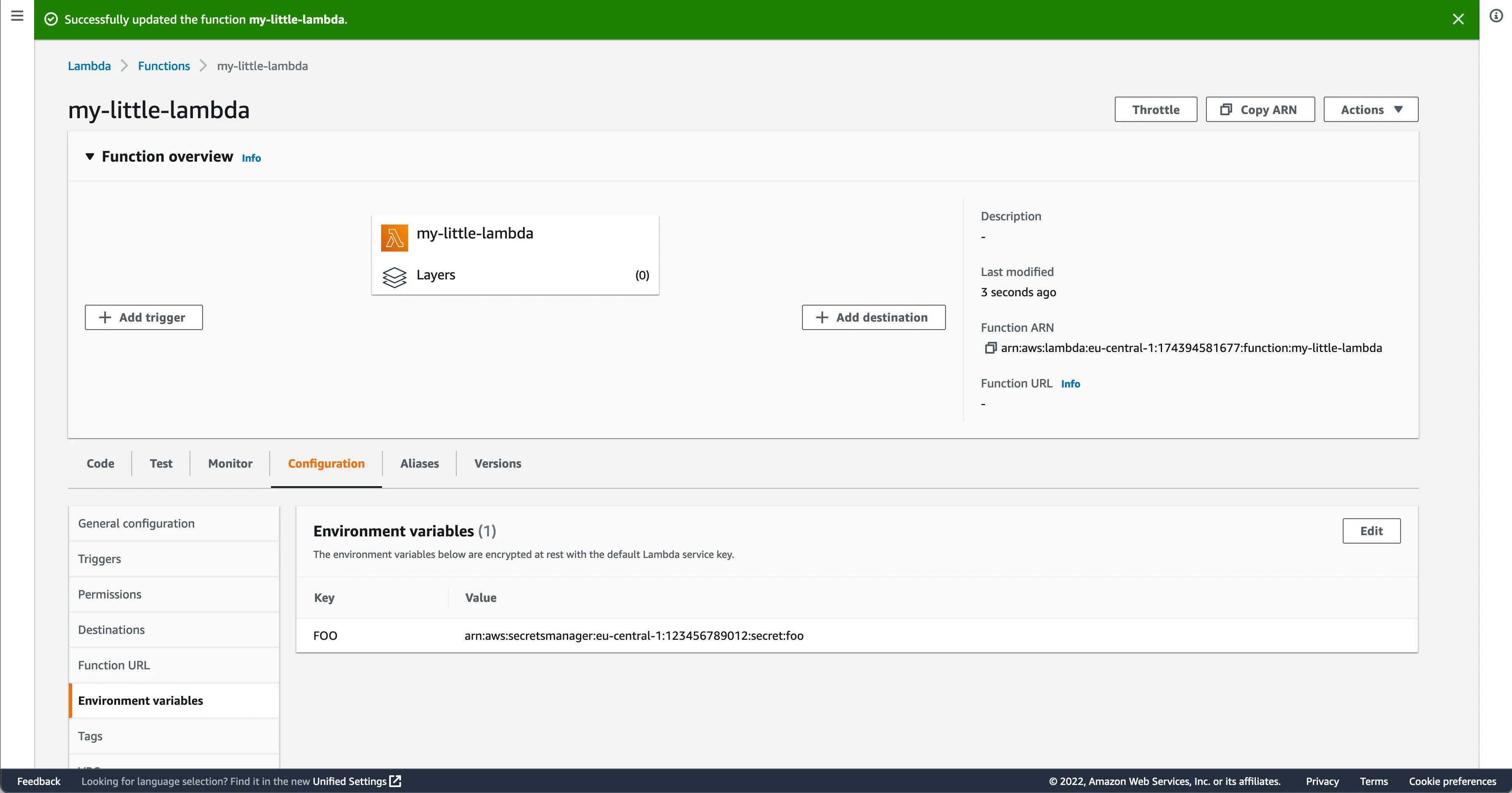 My little lambda environment variable