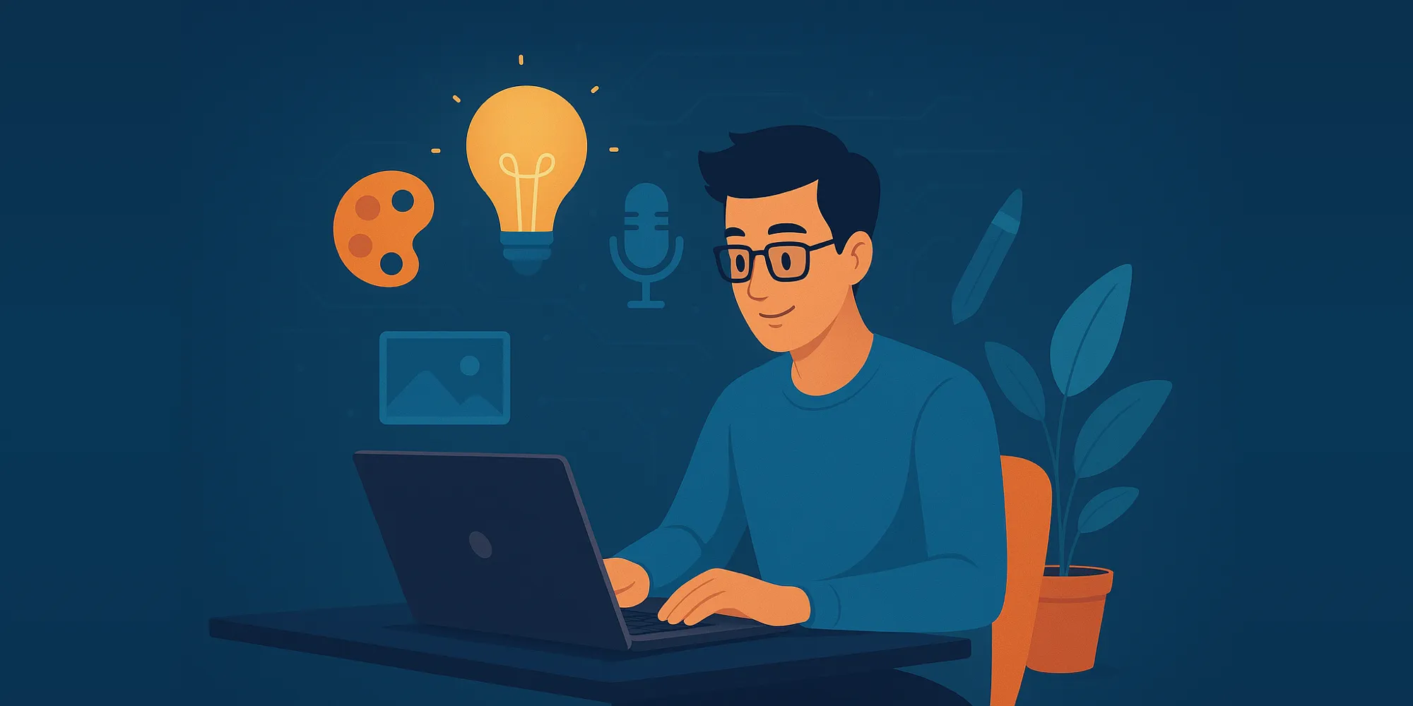 Image portraying a person doing creative work on a laptop